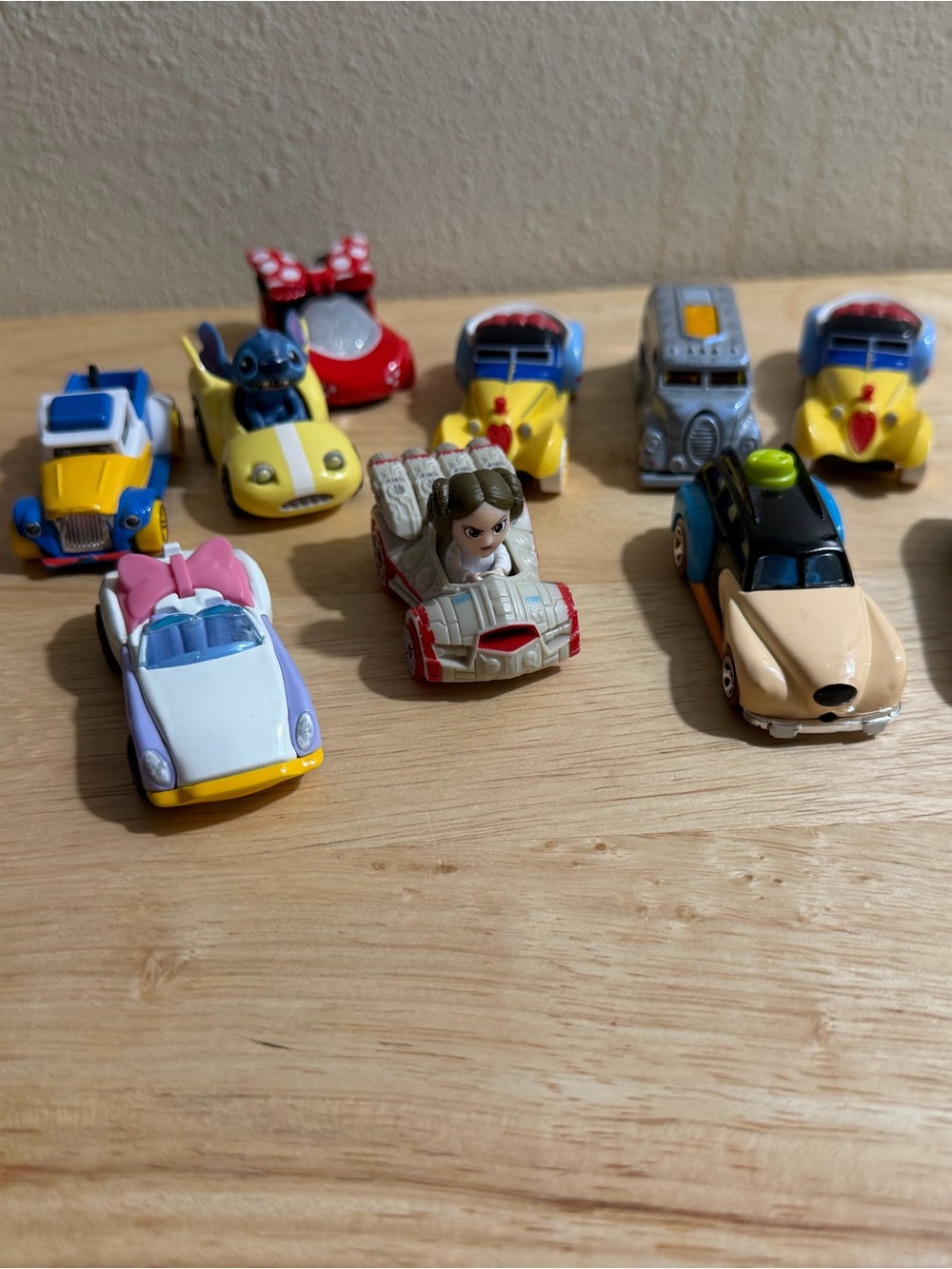 Assorted Kids Disney Character Mini Toy Cars - Yellow, Blue & Pink